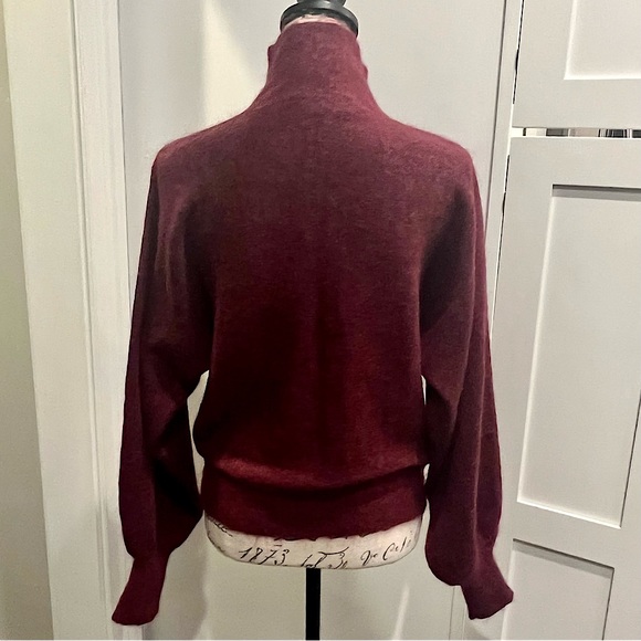 7 For All Mankind Mohair Wool Blend Balloon Sleeve Mock Neck Pullover Sw… - Picture 14 of 16